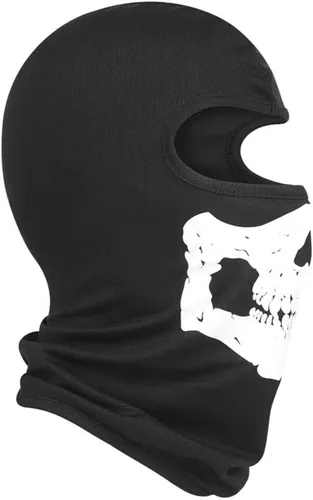 Vista 2 de Pasamontañas de calavera fantasma de cara completa para Halloween, esqueleto, esquí, bicicleta, cosplay, máscara para deportes