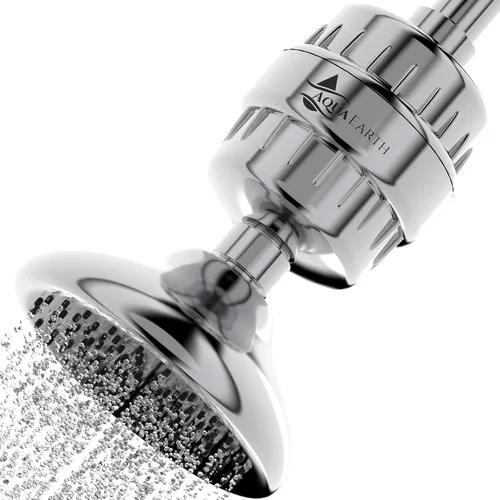 Vista 7 de Aqua Earth Filtro de ducha de 15 etapas, 3 cartuchos incluidos con filtros de ducha de vitamina C para agua dura, tecnología única de carbón
