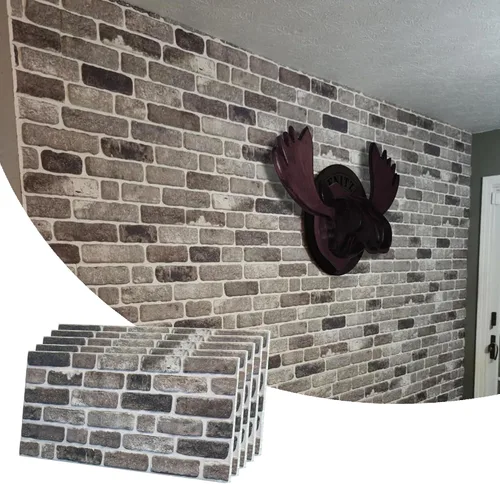 Vista 31 de Dundee Deco Paneles de pared 3D de ladrillo sintético, revestimiento, paneles de pared con aspecto de piedra gris, revestimiento de espuma
