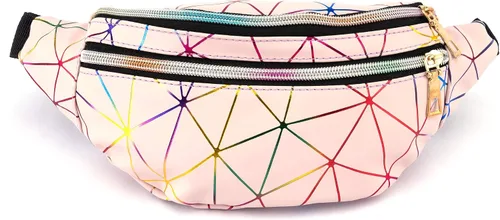Vista 6 de 2 piezas holográficas negro oro azul rosa brillante plata púrpura Fanny Pack para mujeres gran linda cintura riñonera riñonera bolsa brillante