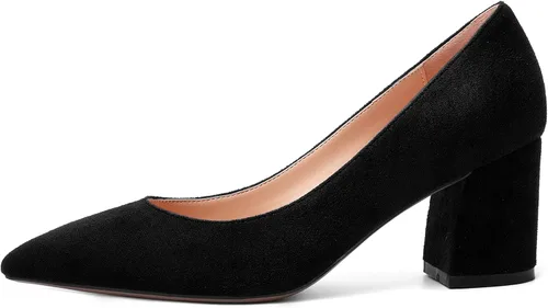 Vista 2 de Zapatos de tacón medio grueso para mujer, con puntera puntiaguda, de 2.5 pulgadas