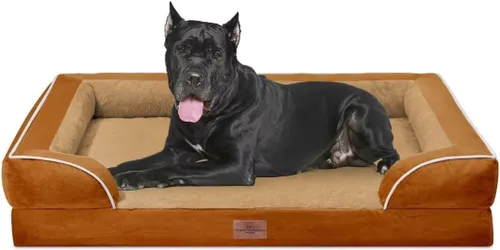 Vista 32 de Comfort Expression - Cama ortopédica para perros medianos, 28 x 19 pulgadas, cama impermeable y de apoyo de espuma con cojines removibles, sofá