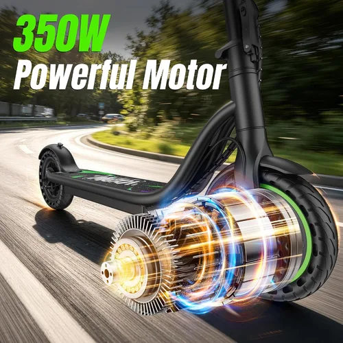 Vista 5 de Electric Scooter,350/500W Powerful Motor,15-28 Miles Long Range,Dual Braking System,19/22 Mph Speed,8.5/10" Foldable E Scooter with Solid Tires