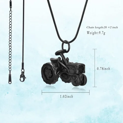 Vista 37 de Imrsanl Joyería de cremación para cenizas, motocicleta, automóvil pequeño, collar de urna de tractor para cenizas para hombres, recuerdo