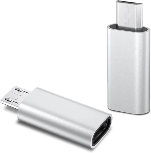 Vista 7 de Vanjua Paquete de 2 adaptadores micro USB a USB C, adaptador de transferencia de datos, para Galaxy S7/S7 Edge/S6/J7, LG G4 y más dispositivos Negro