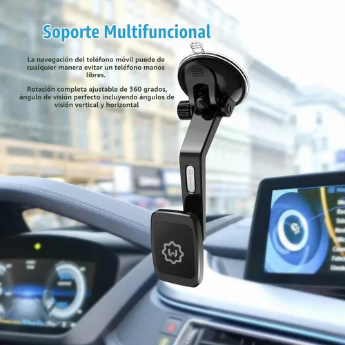Vista 3 de WixGear Magantic Mount, soporte magnético curvado para tablero de instrumentos para teléfono celular y mini tabletas con tecnología rápida de cierre