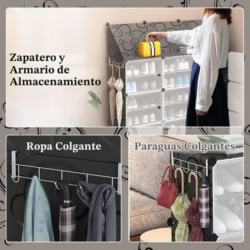 Vista 3 de Jomifin Gabinete de almacenamiento de zapatos 32-64 pares con puertas Negro-8