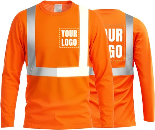 Vista 14 de La alta visibilidad reflexiva de las camisetas de la seguridad del logotipo de encargo Hola Vis de Verde neón - Estilo 8