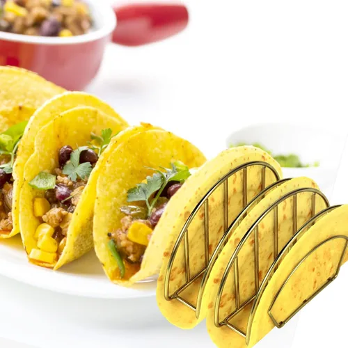 Vista 7 de Yaoxianwu Soporte de molde para tacos, de acero inoxidable, para hornear, freír o freír al aire, hacer crujientes y de fondo plano para hacer tacos