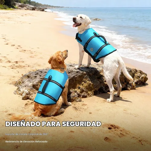 Vista 2 de VIVAGLORY Chaleco salvavidas para perros Rip Stop, chaleco de natación con asa, flotabilidad para perritos cachorros, chaleco salvavidas para perros