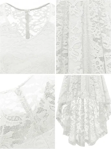 Vista 2 de MUADRESS Women Floral Lace Bridesmaid Party Dress High Low Hem V Neck Formal Dresses for Wedding, Cocktail