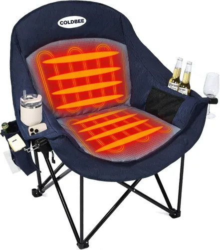 Vista 11 de Silla de camping térmica de gran tamaño, acolchado resistente Negro azabache