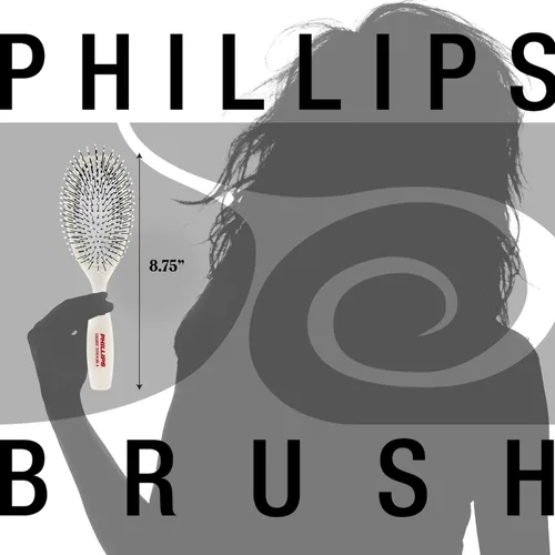 Vista 5 de Phillips Brush Co Light Touch 1 Cepillo de pelo de nailon acolchado ovalado, 8.75 pulgadas Ball Tipped Nylon Bristles Gently Detangle All Hair