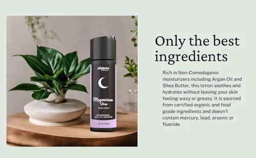 Vista 5 de Loción para dormir de magnesio con lavanda y melatonina, crema de noche de aplicación tópica, alta potencia, materiales orgánicos, tamaño grande