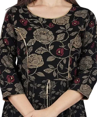 Vista 5 de Trend matters Conjunto de Kurta y Palazzo negro para mujer india, rayón