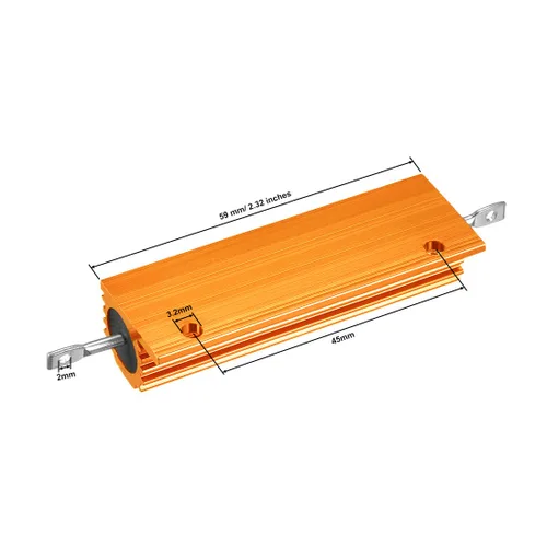 Vista 3 de uxcell 2pcs aluminio caso resistor 100W 0.1 ohmios bobinado amarillo para LED reemplazo convertidor 100W 0.1RJ