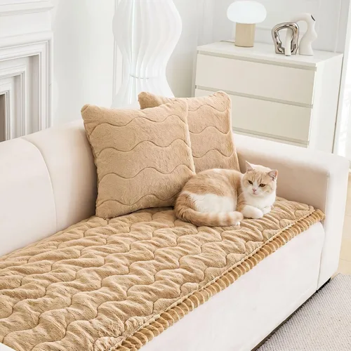 Vista 16 de JIAN YA NA Funda para Sofá Seccional, Divertida Funda de Chenilla Difusa para Sofá, Protector de Muebles Antideslizante para Mascotas y Niños, Sofá