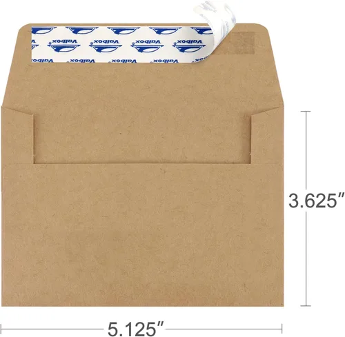 Vista 2 de ValBox Sobres de invitación A1, 100 unidades – 3.5 x 5 pulgadas, sobres marrones autosellantes para invitaciones, bodas, baby shower, tarjetas