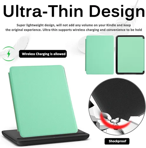 Vista 6 de Miimall for All-New Kindle Case 11th Gen, 2022, Lightweight Premium PU Leather Bumper, Anti-Fingerprint Magnetic Auto Wake/Sleep Shockproof Case