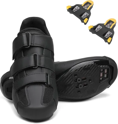 Vista 9 de Zapatos de ciclismo para hombre y mujer con tacos amarillos de 6 grados compatibles con Shimano SH-11 SPD-SL tacos de bicicleta para interiores