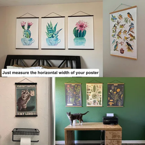 Vista 6 de FALAMON - Marco magnético de madera de teca para colgar pósteres, impresiones, fotos, dibujos, mapas, pergaminos y lienzos de trabajos artísticos