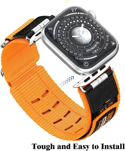 Vista 2 de Correa deportiva de nailon compatible con Apple Watch Band Ultra (1.732 pulgadas) Series 7/8 (1.772 pulgadas/1.614 pulgadas), Series 6/5/4/SE