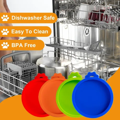 Vista 3 de Yobbai Tapas pequeñas para latas de comida para gatos de 3 onzas y 2.5 onzas, cubiertas de silicona de grado alimenticio, codificadas por