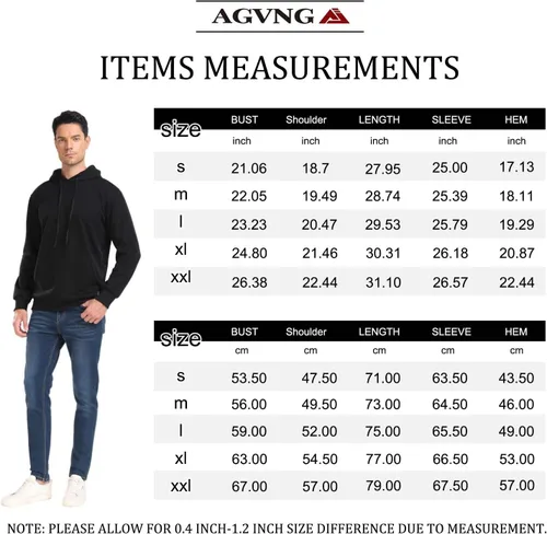 Vista 6 de AGVNG Sudadera con capucha para hombre, peso medio, bolsillo, mezcla de algodón suave y poliéster, cordón pesado