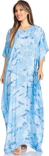 Vista 8 de Sakkas Pilar Petite - Vestido de caftán largo casual de manga corta para mujer, estilo caftán 12-grisblanco