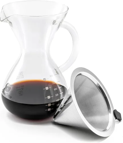 Vista 6 de Coffee Gator Micro Mesh - Filtro de café de acero inoxidable para verter sobre café, reutilizable y permanente para cafeteras de 27 oz (27.1 fl oz)