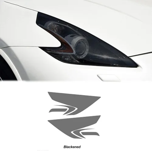 Vista 2 de Película protectora para faros delanteros de coche para Nissan 370Z Nismo 2009+, adhesivo de TPU negro transparente, ennegrecido