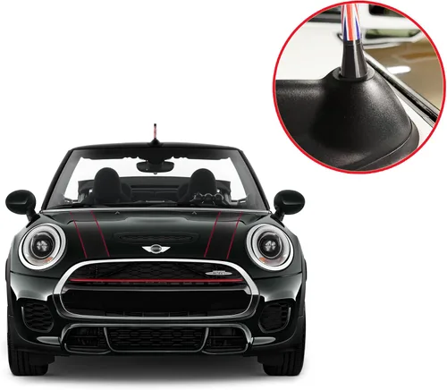 Vista 5 de Antena corta de bandera roja de 4 pulgadas para BMW Mini Cooper (2001-2022), mástil de repuesto de antena Mini Cooper