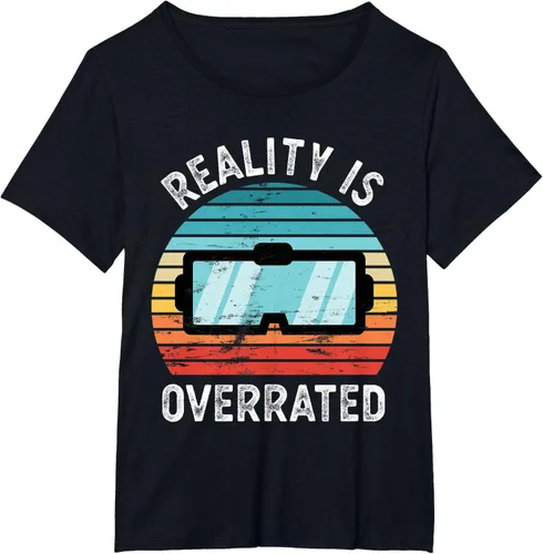 Vista 25 de Reality is Overrated VR - Camiseta divertida de regalo de realidad virtual, Negro, S