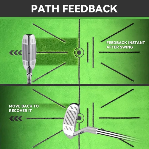 Vista 2 de COSPOPTIC Golf Hitting Mat with Swing Path Feedback, Heavy-Duty Rubber Base Anti-Slip Golf Training Mat, Extra Replaceable Surface, Portable