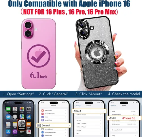 Vista 387 de Misscase Funda magnética con purpurina para iPhone 11 compatible con MagSafe, protección completa, delgada, a prueba de golpes, antiarañazos