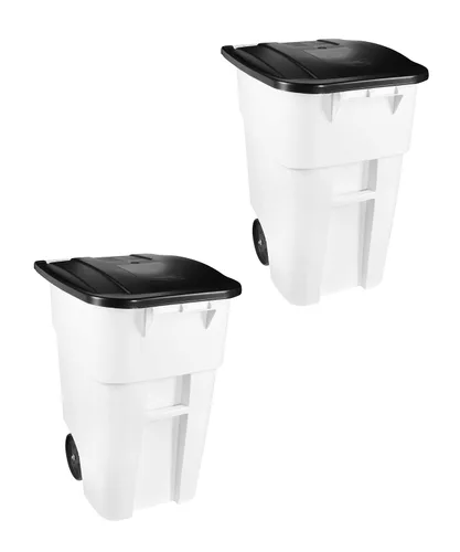 Vista 19 de Rubbermaid Commercial Products - Papelera con ruedas para reciclaje Fg9W2773Blue Brute Rollout