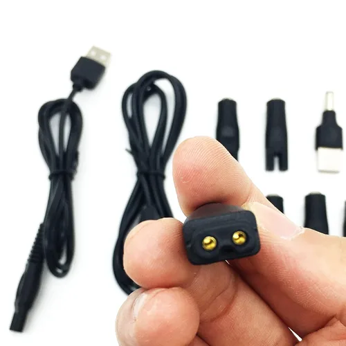 Vista 5 de Cable de carga para la mayoría de cortapelos eléctrico, afeitadora de afeitadora, pata impecable, cable de 5 V CC y adaptadores variados