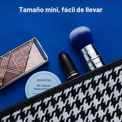 Vista 6 de Brocha de maquillaje retráctil Kabuki para polvo, cepillo de viaje para base, rubor, bronceador, corrector, cepillo portátil con cubierta.. Kabuki