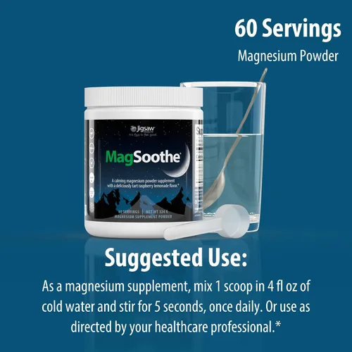 Vista 8 de Jigsaw Health MagSoothe Suplemento de glicinato de magnesio de acción rápida y calmante en polvo Sabor a limonada de frambuesa 60 porciones