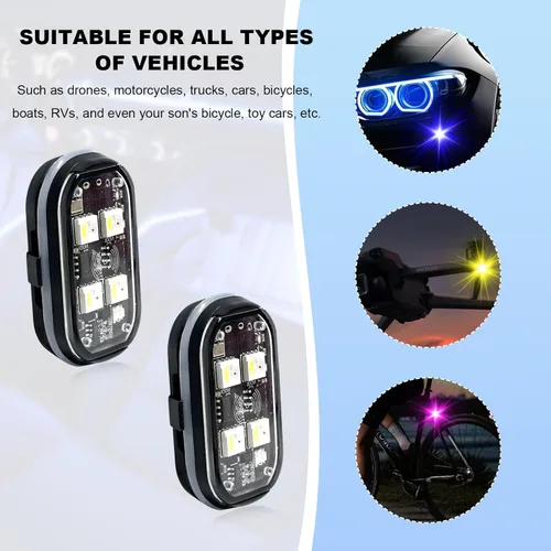 Vista 6 de 4 luces LED estroboscópicas inalámbricas de 4 LED, 8 colores de alto brillo, luz intermitente impermeable con control remoto, luz LED recargable