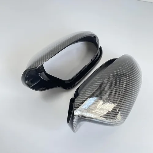 Vista 6 de BODENLA 1 par de funda para espejo retrovisor de puerta de fibra de carbono real para ala de puerta para Audi A6 C7 S6 2012-2018