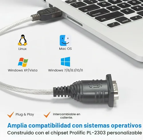 Vista 5 de Manhattan El convertidor USB a serie conecta un dispositivo serie a un puerto USB (205146)