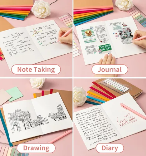 Vista 7 de Paquete de 30 cuadernos en blanco a granel, cuaderno de composición de papel A5 sin forro, 8.3 x 5.5 pulgadas, cubierta de papel kraft con espinas