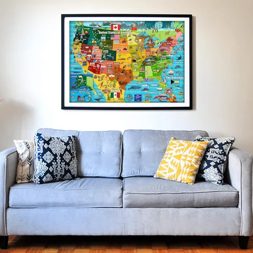 Vista 3 de Think2Master Rompecabezas colorido de 100 piezas con mapa de Estados Unidos y mapa de Europa de 100 piezas. Divertido juguete educativo para niños