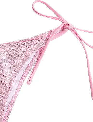 Vista 5 de Verdusa Traje de baño de 2 piezas para mujer, con parte superior triangular, con lazo lateral, bikini