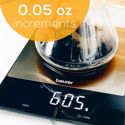 Vista 5 de Beurer KS34 - Báscula digital de cocina, báscula precisa para alimentos y gramos, capacidad de 33 libras, plataforma de pesaje XL para preparación