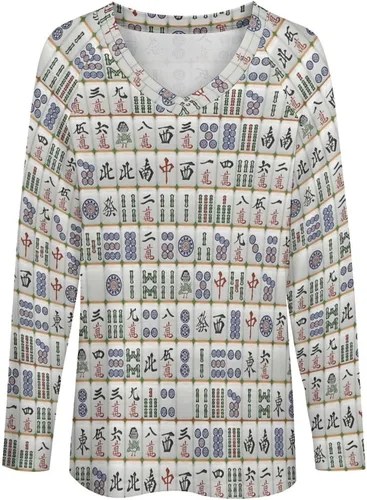 Vista 4 de Mahjong - Sudadera de manga larga con cuello en V para mujer