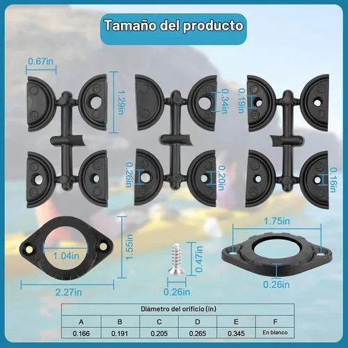 Vista 3 de Kit de cableado a través del casco para kayaks, compatible con cápsulas