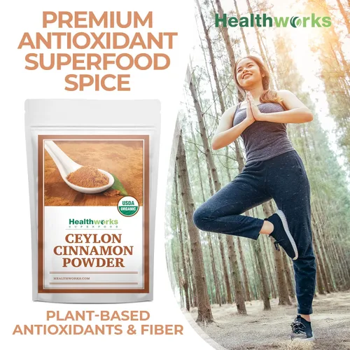 Vista 5 de Healthworks Superfoods - Canela orgánica en polvo de Ceilán - 16 onzas / 1 libra - Molida cruda - Keto, vegana y sin transgénicos - Ideal para café