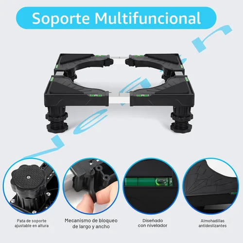 Vista 6 de Nefish Mini soporte universal para nevera, base elevada, ajustable, con 4 pies fuertes, para lavadora, pedestal, bases multifuncionales